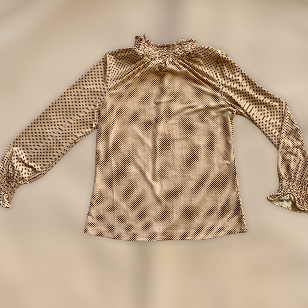 Polka Dotted High Neck Long Sleeve Business Blouse